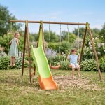 Portique poutre m�tal 2, 30 m techwood premium xalto - 5 enfants bois