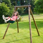 Portique simple une place en bois rond hanna marron
