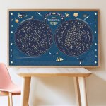 Poster g�ant 640 stickers phosphorescents le ciel multi - coloured