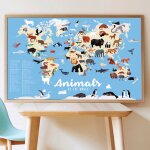 Poster g�ant 67 stickers animaux du monde multi - coloured