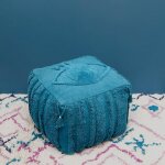 Pouf bohème carré siva saphir bleu Pouf bohème carré siva saphir bleu