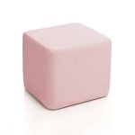 Pouf carr en tissu pour enfant rose