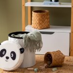 Pouf - coffre enfant rangement noir et blanc
