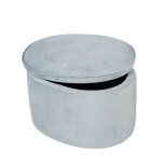 Pouf coffre ovale en bois et velours - tabouret avec rangement lil sofa bleu clair