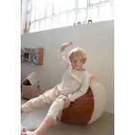 Pouf enfant en coton ball naturel, bleu vintage, miel, t
