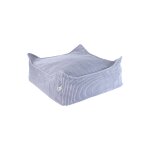 Pouf enfant ottoman carr� - coussin de sol d�houssable en velours c�tel� blueberry blue