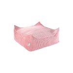 Pouf enfant ottoman carr� - coussin de sol d�houssable en velours c�tel� pink mousse