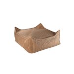 Pouf enfant ottoman carr� - coussin de sol d�houssable en velours c�tel� toffee