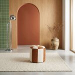 Pouf enfant tissu chenille th�me cirque - wila terracotta
