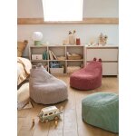 Pouf enfant en velours c�tel� ourson beige