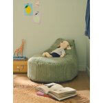 Pouf enfant en velours c�tel� ourson vert