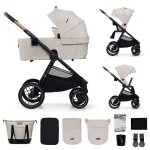 Poussette 2 en 1 lgre pliage compact + nacelle et sige poussette rversible beige