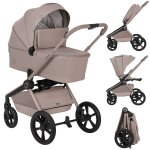 Poussette 2en1 freya avec nacelle pliable avec le ch�ssis et accessoires beige sand