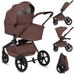Poussette 2en1 freya avec nacelle pliable avec le ch�ssis et accessoires brown chocolate