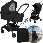 Poussette 2en1 sia ultra - l�g�re avec nacelle, habillage pluie et moustiquaire black onyx