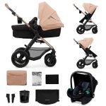 Poussette 3 en 1 kinderkraft moov 2 air avec si�ge 2 en 1 transformable, roues gonflables et mink pro ...