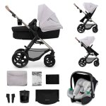 Poussette 3 en 1 kinderkraft moov 2 air avec si�ge 2 en 1 transformable, roues gonflables et mink pro ...
