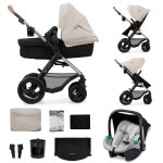 Poussette 3 en 1 kinderkraft moov 2 air avec si�ge 2 en 1 transformable, roues gonflables et mink pro ...