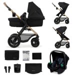 Poussette 3 en 1 kinderkraft moov 2 air avec si�ge 2 en 1 transformable, roues gonflables et mink pro ...
