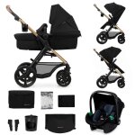 Poussette 3 en 1 kinderkraft moov 2 xl avec si�ge 2 en 1 convertible, nacelle xl, roues gonflables et ...