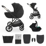 Poussette 3 - en - 1 prime 3 l�g�re avec grandes roues 8 / 12, conduite � une main, memory buttons, si�ge ...