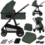 Poussette 3en1 amber jusqu � 22 kg avec nacelle, si�ge - auto, sac et accessoires green forest