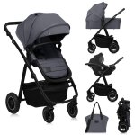 Poussette 3en1 amber plus avec nacelle, si�ge - auto, sac et accessoires grey graphite