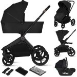 Poussette 3en1 freya avec nacelle, si�ge - auto et habillage pluie black onyx