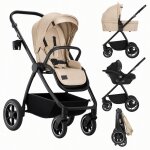 Poussette 3en1 meril jusqu � 22 kg avec nacelle, si�ge - auto, sac et accessoires beige sand