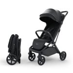 Poussette compacte pliage automatique avec suspension, capote imperméable, légère noir Poussette compacte pliage automatique avec suspension, capote imperméable, légère noir