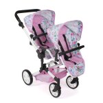 Poussette double pour poupes linus duo flowers rose