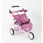 Poussette jogger 3 roues pour poupes jumelles multicolore