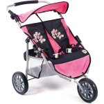 Poussette jogger 3 roues pour poupons jumelles multicolore