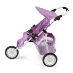 Poussette jogger 3 roues pour poupons jumelles violet