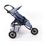 Poussette de jogging moderne � 3 roues pour poup�es bleu