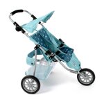 Poussette de jogging moderne � 3 roues pour poup�es bleu