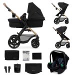 Poussette kinderkraft moov 2 3 en 1 avec si�ge 2 en 1 transformable, mink pro i - size, travel system ...