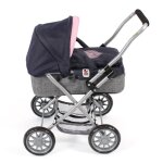 Poussette landeau pour poup�e smarty gris et bleu