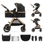 Poussette multifonction 2 en 1 esme avec grandes roues, suspension, pliage compact, transformation nacelle ...