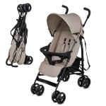 Poussette parapluie tik l�g�re 6, 5 kg avec position allong�e, roues eva amorties et pliage compact beige ...