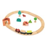 Mon premier circuit de train en bois - coffret complet avec wagons, rails et accessoires multicolore
