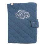 Prot�ge carnet de sant� en coton matelass� - petit nuage bleu