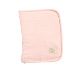 Prot�ge carnet de sant� en double gaze de coton - uni petale rose