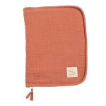 Protège carnet de santé en double gaze de coton - uni petale rouge Protège carnet de santé en double gaze de coton - uni petale rouge
