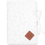 Protège carnet de santé en gaze de coton jeanne blanc À pois or Protège carnet de santé en gaze de coton jeanne blanc À pois or