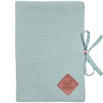 Protège carnet de santé en gaze de coton jeanne vert de gris Protège carnet de santé en gaze de coton jeanne vert de gris