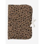 Protge carnet de sant en gaze de coton lopard envie de fraise personnalisable beige