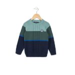 Pull 100% coton gar�on bleu / vert