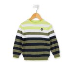 Pull 100% coton gar�on raye multicolore