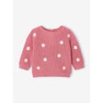 Pull b�b� brod� vieux rose